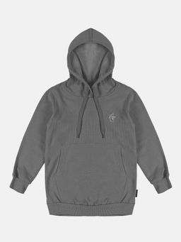 KiddoPanti - Grey Solid Full Sleeve Hoodie