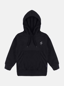 KiddoPanti - Black Solid Full Sleeve Hoodie