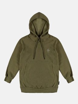 KiddoPanti - Olive Solid Full Sleeve Hoodie