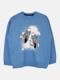 KiddoPanti - Blue Shoes Printed Sweatshirt