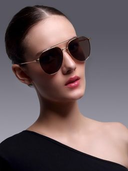 AUGUSSTO - Magnus Unisex Metal Pilot Brown Lens Sunglass-MAGNUS-GLD BRN