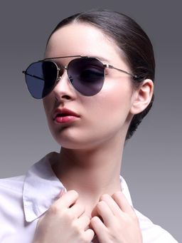 AUGUSSTO - Magnus Unisex Metal Pilot Blue Lens Sunglass-MAGNUS-SIL BSMK