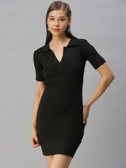 SHOWOFF - Women Solid Black Bodycon Dress