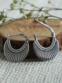 GIVA - 925 Oxidised Silver Crescent Hoops for women(One Size)