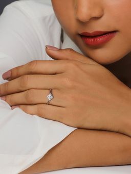 GIVA - 925 Sterling Silver Zircon Symmetry Square Adjustable Ring for women