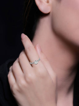 GIVA - 925 Sterling Silver Zircon Shimmer Flower Adjustable Ring for women