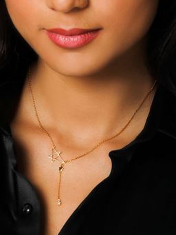 GIVA - 925 Sterling Silver Golden Star Drop Necklace for women(ADJUSTABLE)