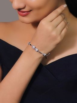 GIVA - 925 Sterling Silver Zircon Link Bracelet for women(ADJUSTABLE)