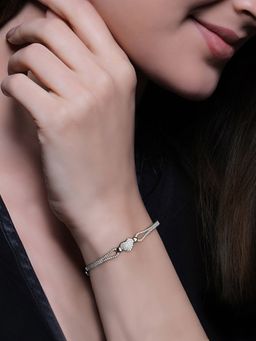 GIVA - 925 Sterling Silver Zircon Studded Heart Bracelet for women(ADJUSTABLE)