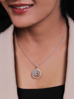 GIVA - 925 Sterling Silver Zircon Tree of Life Pendant with Link Chain for women(ADJUSTABLE)
