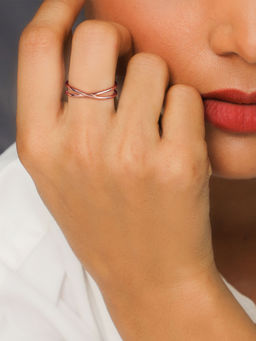 GIVA - 925 Sterling Silver Rose Gold Weave Adjustable Ring for women(ADJUSTABLE)