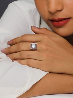 GIVA - 925 Sterling Silver Rose Gold Square Adjustable Ring for women(ADJUSTABLE)