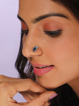 GIVA - AVNI by Oxidised Silver Bold Drop Nose Pin for women