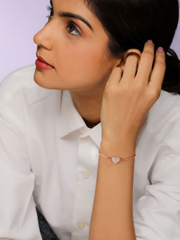 GIVA - Sterling silver Rose Gold Dazzling Heart Bracelet for women(ADJUSTABLE)