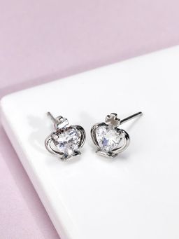 GIVA - Sterling Silver Zircon Crown Heart Earrings for women(One Size)