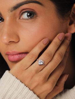 GIVA - Sterling silver Rose Gold Embrace Heart Adjustable Ring for women(ADJUSTABLE)