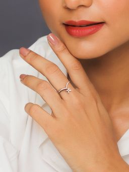 GIVA - Sterling silver Rose Gold Flower Drop Adjustable Ring for women(ADJUSTABLE)