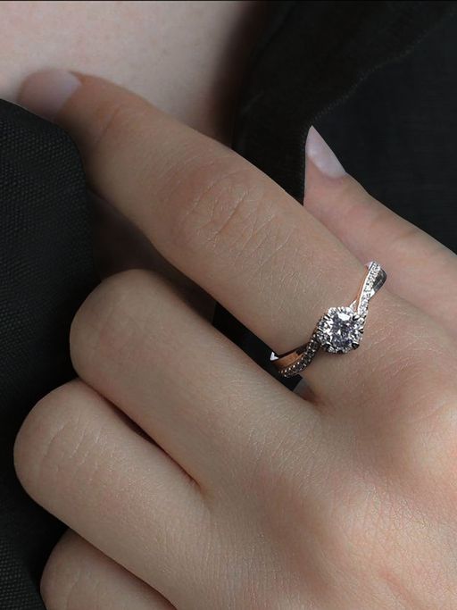 GIVA Sterling Silver Zircon Twist Adjustable Ring for women(ADJUSTABLE)
