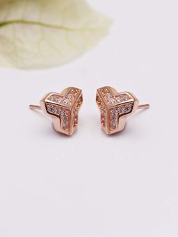 GIVA - Sterling Silver Rose Gold Trifecta Earrings For Women(One Size)