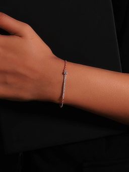 GIVA - Sterling Silver Anushka Sharma Rose Gold Studded Flower Bracelet for Women(ADJUSTABLE)