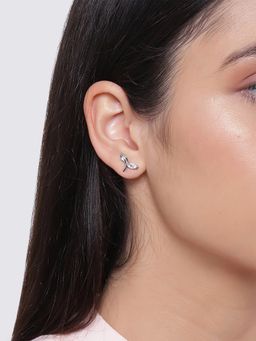 GIVA - Sterling Silver Studded Leaf Earrings for Women(One Size)