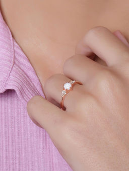 GIVA - Sterling Silver Rose Gold Princess Ring for Women(ADJUSTABLE)