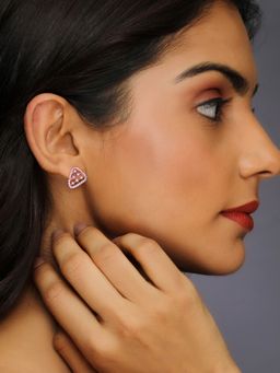 GIVA - 925 Sterling Silver Rose Gold Set-Square Earrings For Girls And Women