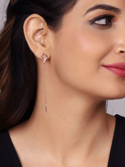 GIVA - 925 Sterling Silver Rose Gold Bewitching Bar Dangler Earrings For Girls And Women