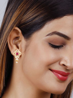 GIVA - 925 Sterling Silver Golden Ethnic Drop Earrings For Girls And Women