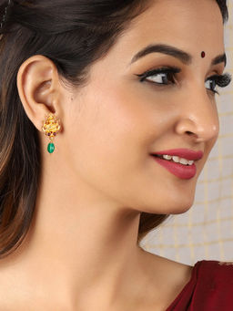 GIVA - 925 Sterling Silver Golden Laxmi Goddess Earrings For Girls And Women
