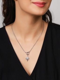 GIVA - 925 Sterling Silver Hued Polaris Necklace For Girls And Women