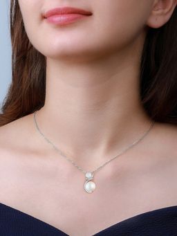 GIVA - 925 Sterling Silver Twin Pearl Pendant With Link Chain For Girls And Women