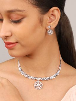 GIVA - 925 Sterling Silver Studded Glam Necklace For Girls And Women