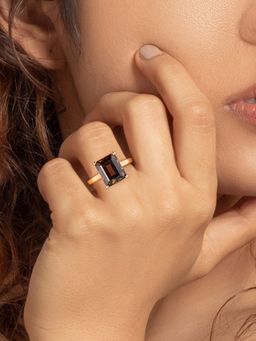 GIVA - 925 Sterling Silver Golden Classic Statement Ring For Girls And Women