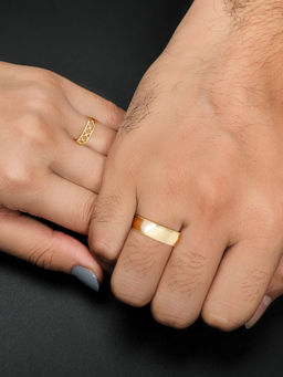 GIVA - 925 Sterling Silver Golden Compatible Couple Rings Men And Women