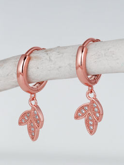 GIVA - Sterling Silver Rose Gold Petal Trio Hoop Earrings for Women and girls