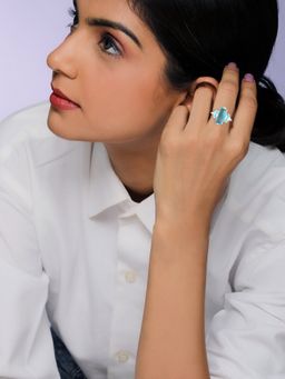GIVA - Sterling Silver Blue Bold Ring for Women And girls