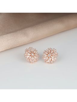 GIVA - Sterling Silver Rose Gold Dahlia Stone Earrings For Women And Girls (Set of 2)