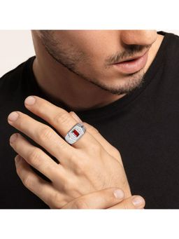 GIVA - Sterling Silver Red Stone Ring For Mens