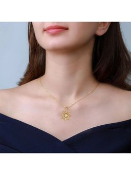 GIVA - Sterling Silver Golden Striking Sun Pendant With Link Chain For Girls and Womens