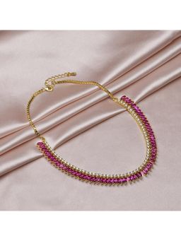 GIVA - Sterling Silver Golden Embrace Pink Necklace for Girls and Womens