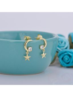 GIVA - Sterling Silver Golden Moon-Star earrings for Girls and Womens