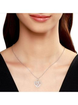 GIVA - Sterling Silver Zircon Blooming Heart Pendant With Link Chain for Girls and Womens