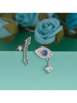 GIVA - Sterling Silver Arrow and Evil Eye Mismatched Earrings for Girls and Womens