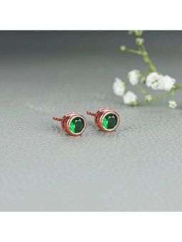 GIVA - Sterling Silver Rose Gold Emerald Green Studs for Girls and Womens
