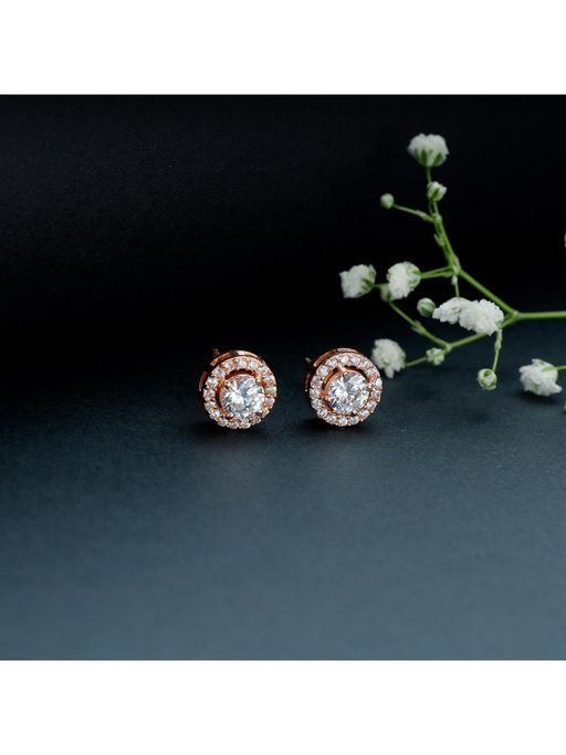 GIVA Sterling Silver Rose Gold Seeking Solace Stud Earrings for Girls and Womens