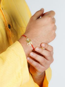 GIVA - 925 Sterling Silver Golden Ganesha Rakhi