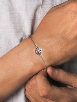 GIVA - Silver Sphere Floral Rakhi Bracelet