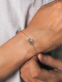 GIVA - Silver Sphere Om Rakhi Bracelet