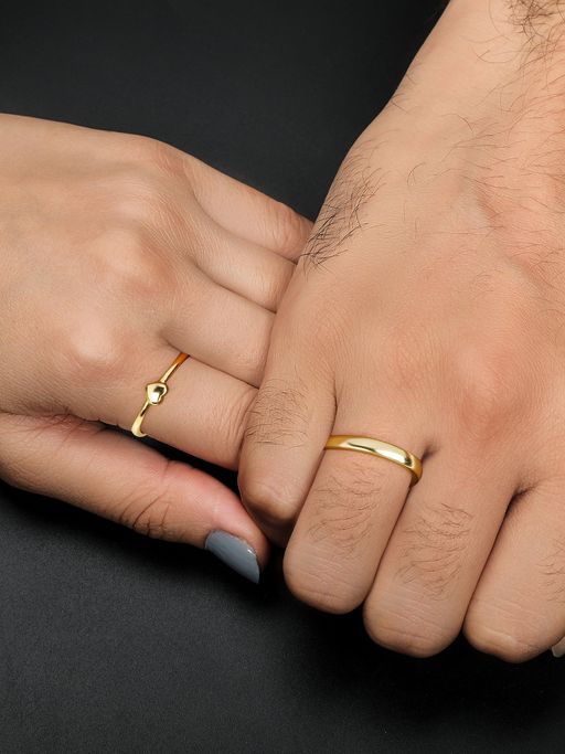 GIVA Sterling Silver Golden Rise In Love Rings For Couple (Pack of 2)